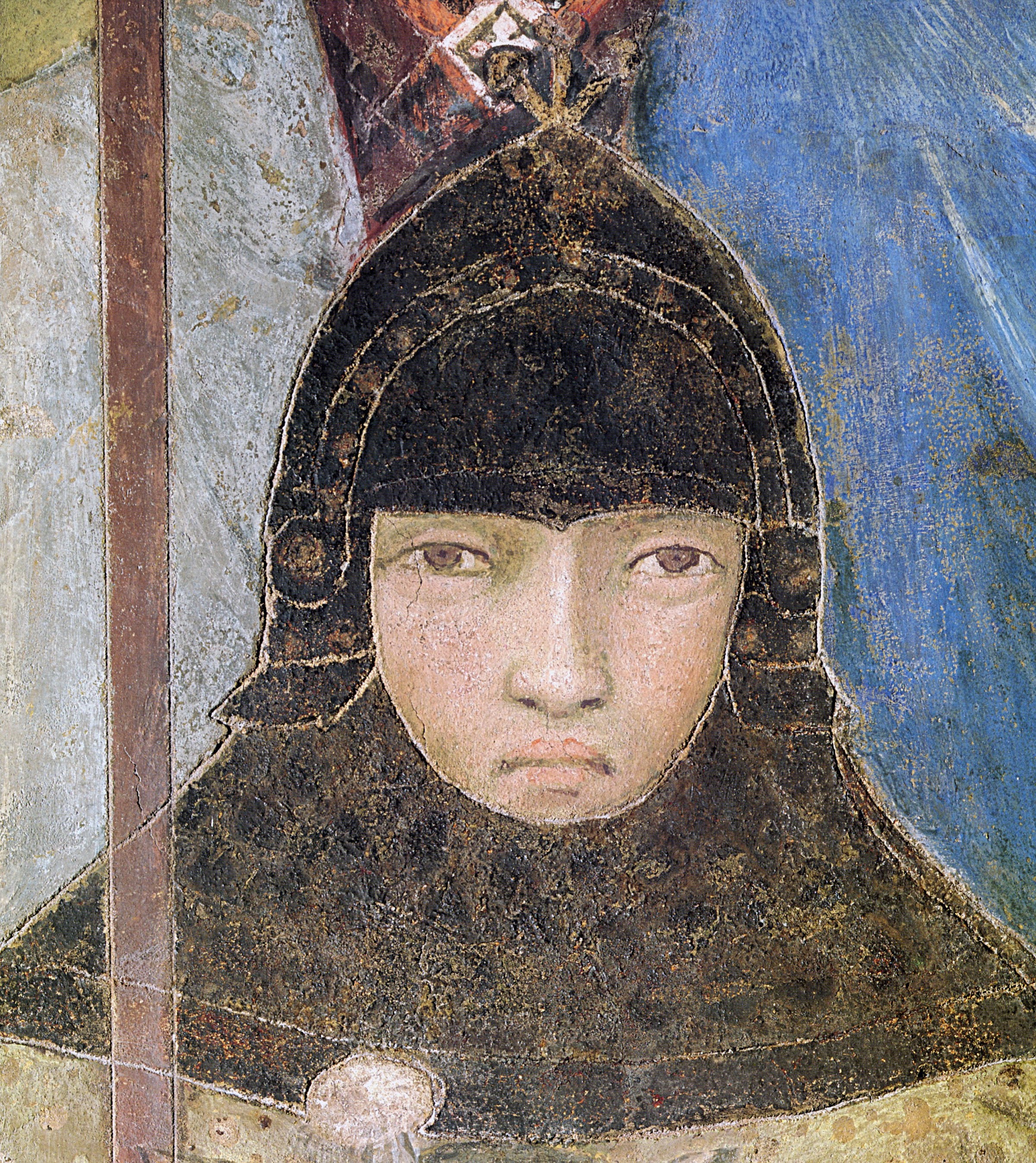 Ambrogio Lorenzetti, Allegoria del Buon Governo (particolare, uno dei quattro cavalieri a cavallo)