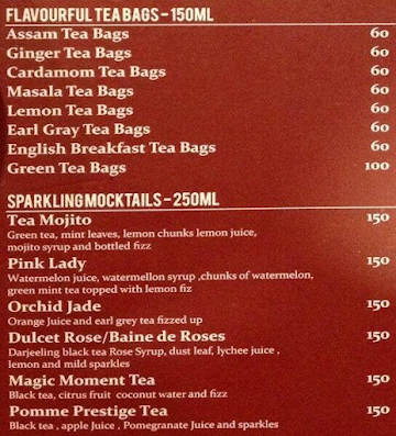 Wagh Bakri Tea Lounge menu 