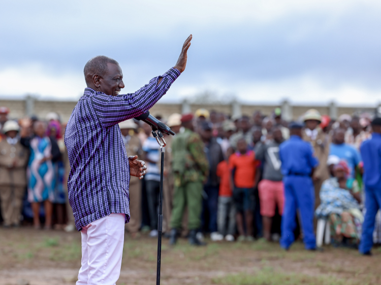 President William Ruto in addressing Mombasa residents on November 5, 2023.