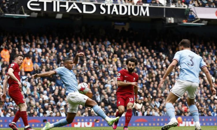 Mohamed Salah scores against City