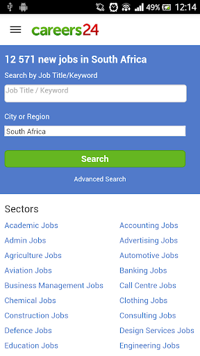 Screenshot Careers24 SA Job Search