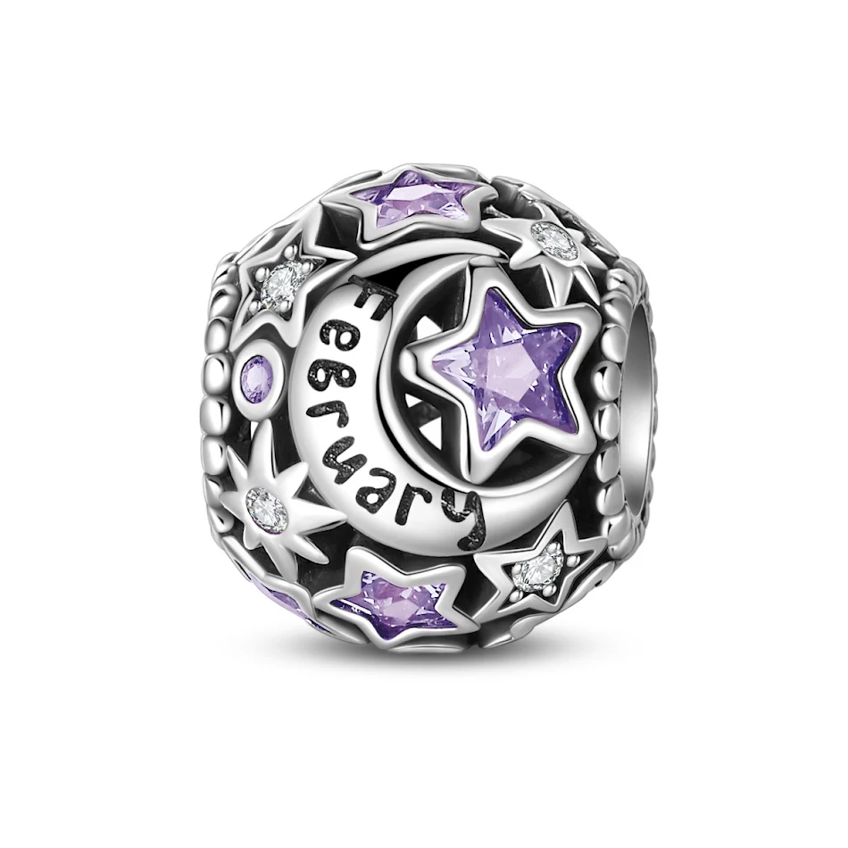 Witte koperen verzilverde bedel kralen met geboortestenen. Maak gepersonaliseerde sieraden met deze unieke en stijlvolle kralen.