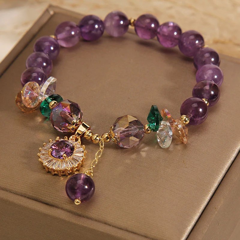 Title 1, Bracelet pendentif cercle en zircon cristal vio...