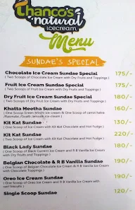 Thanco's Natural Ice Cream menu 2