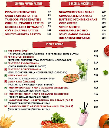 The Oven Villa menu 