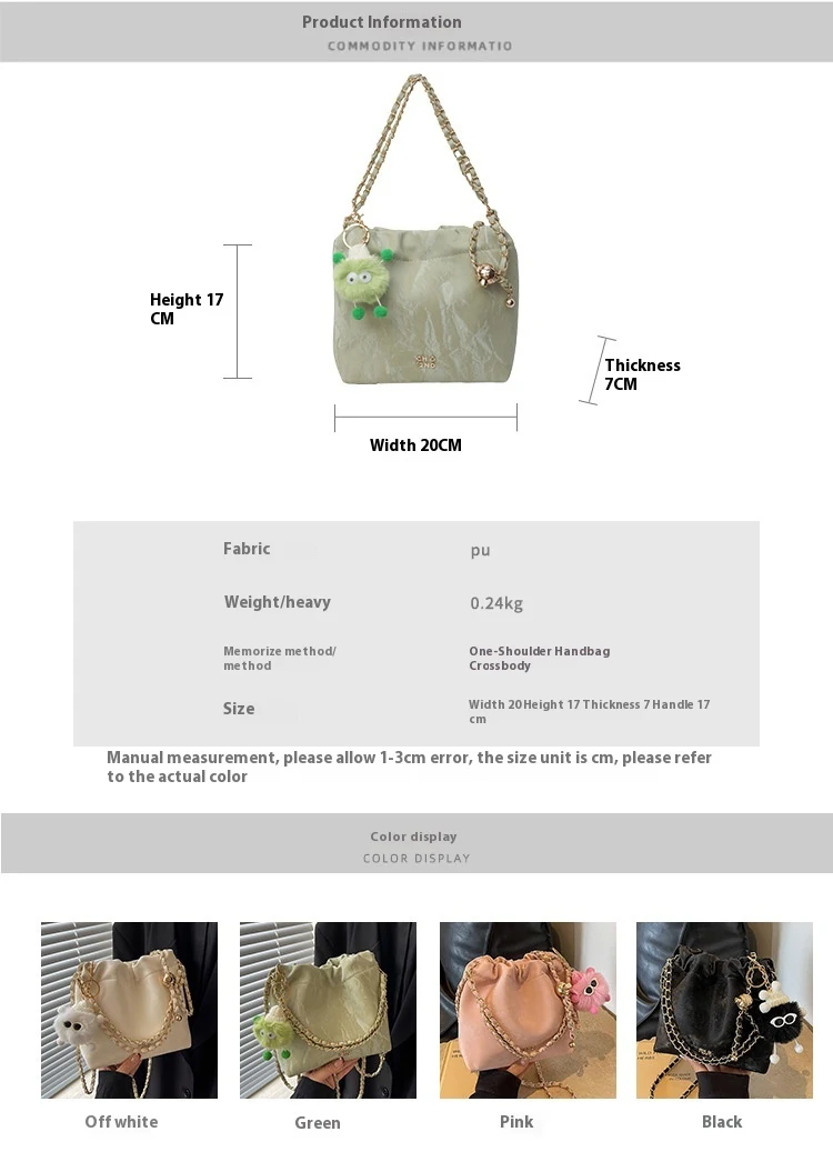 Title 1, Bolso de cubo plisado con cordón para mujer, tr...
