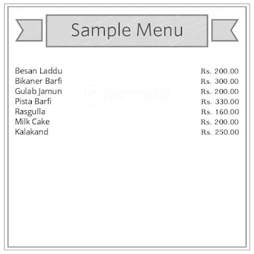 Satija Sweets menu 