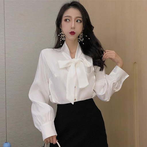 Title 6, Womens Bowknot Shirt Korean Loose Long Sleeves...