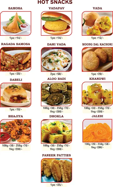 Manmohan Mithaiwala menu 