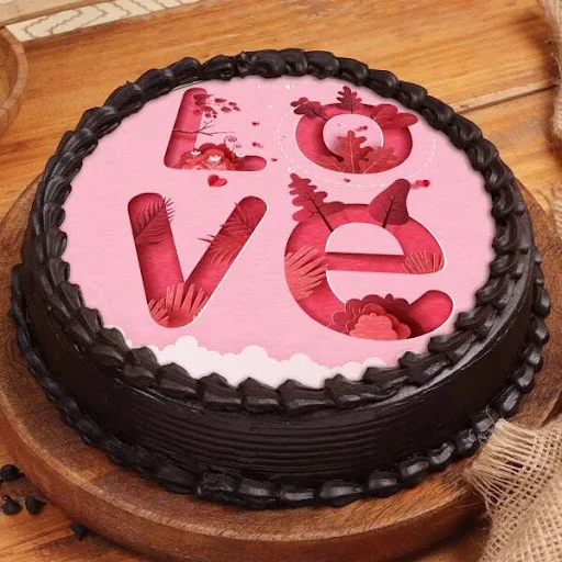 Round V-Day Photo Love Cake