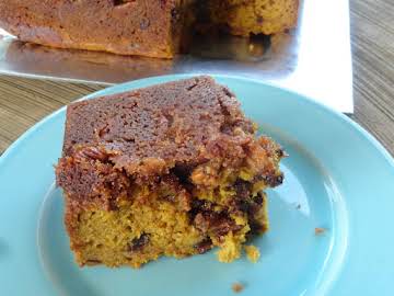 Pecan Crusted Pumpkin loaf (with Rum & Chocolate Chips)