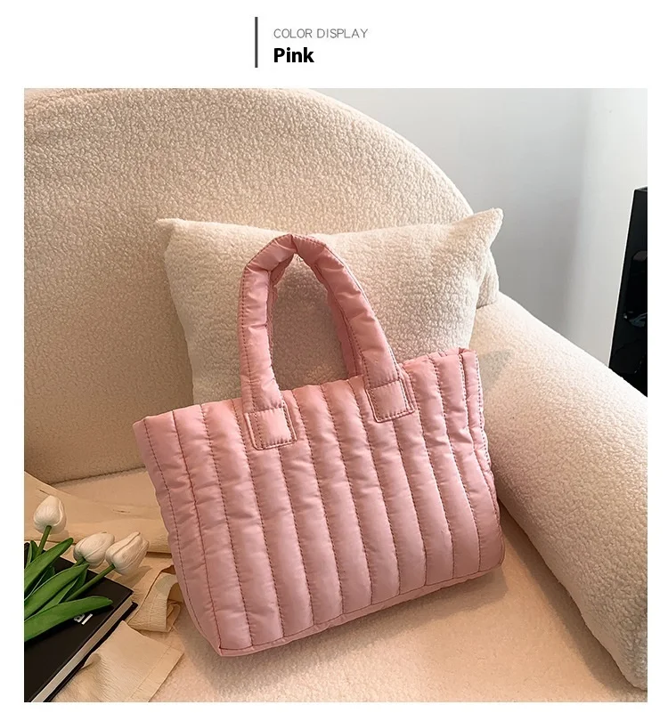 Sac à main femme à rayures douces, grande capacité, portable et tendance, parfait pour le quotidien et les voyages.