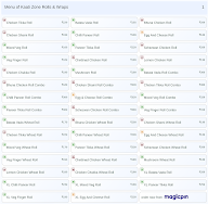 Kaati Zone Rolls & Wraps menu 1