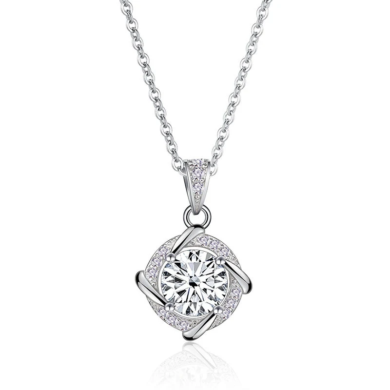 Elegante collar de plata de ley con moissanita azul verde de 1 quilate, un brillo exquisito para lucir con estilo y sofisticación.