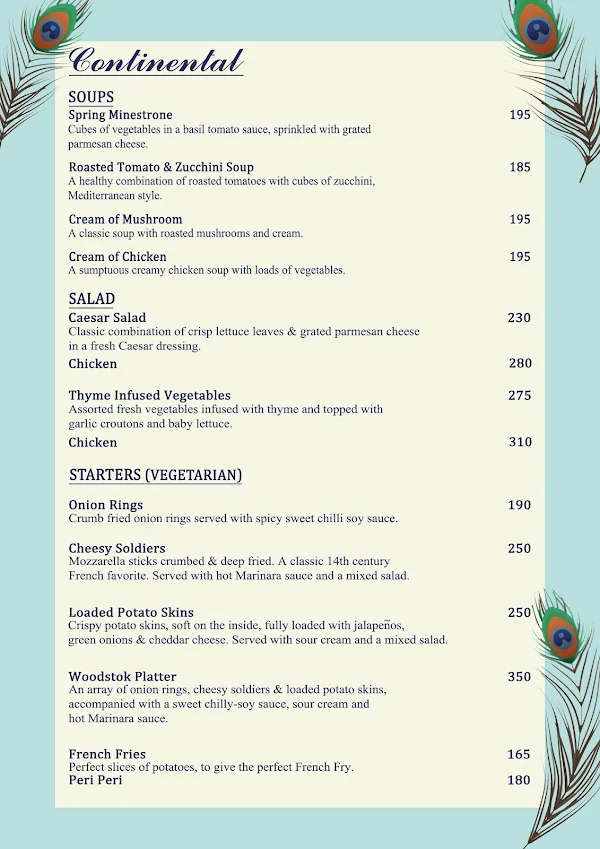 Peacock menu 