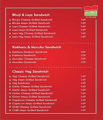 Sandwich House menu 