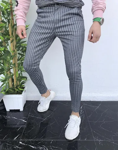 Striped men's casual pants - 0