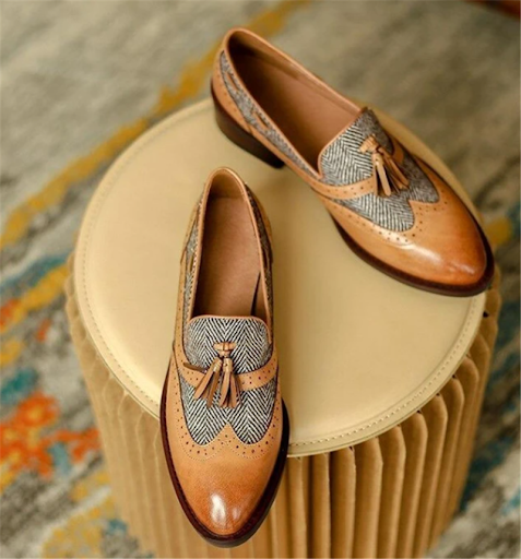 Title 4, Low Heel Tassel Round Toe Color Matching Casual...