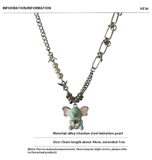 Title 2, Love Elephant Stitching Pearl Necklace for wome...