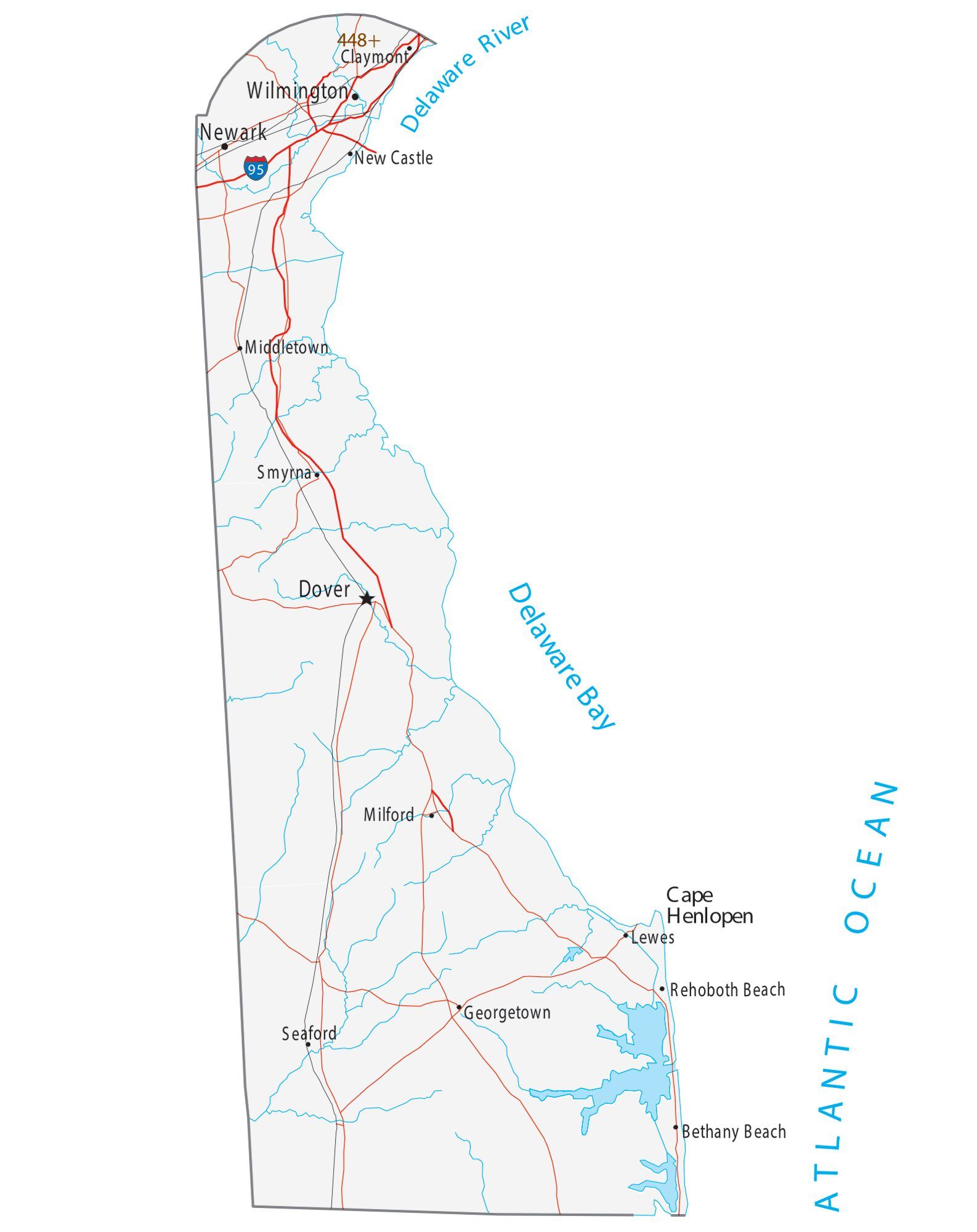 Mapas de Delaware para imprimir