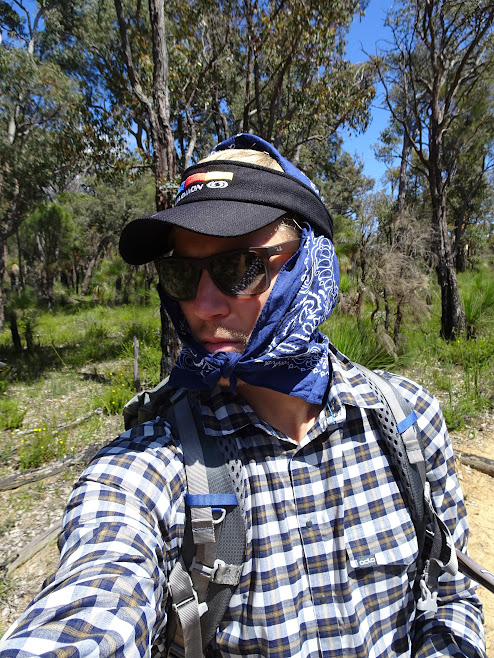 Bandana wraped around my head protects me from the sun