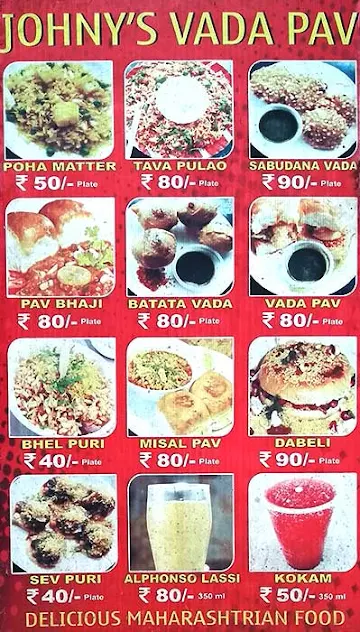 Johny's Vada Pav menu 