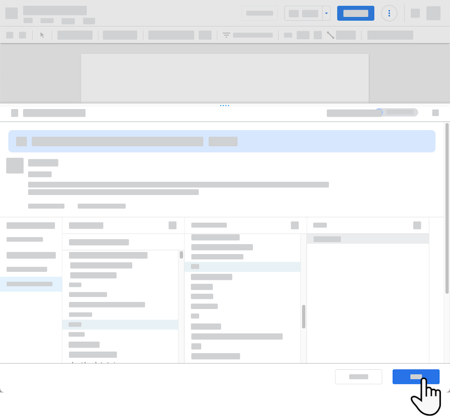 A user selects the Add button on the Add data to report panel to finish adding the new data source to the report.