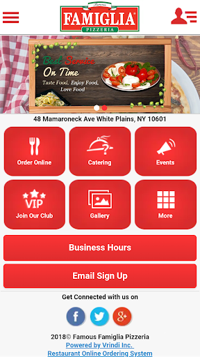 Screenshot Famous Famiglia Pizzeria WP