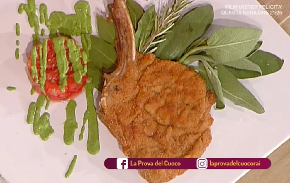 Cotoletta affumicata con pesto di rucola