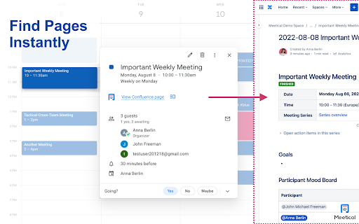 Confluence Chrome Extension - Meetical