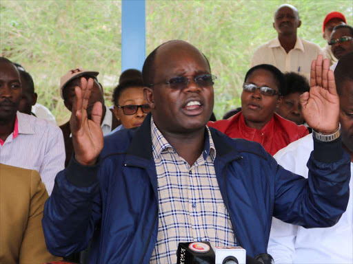 UASU Secretary General Constantine Wasonga during a strike briefing at Kenyatta University on February 2, 2018. /COLLINS LANGAT