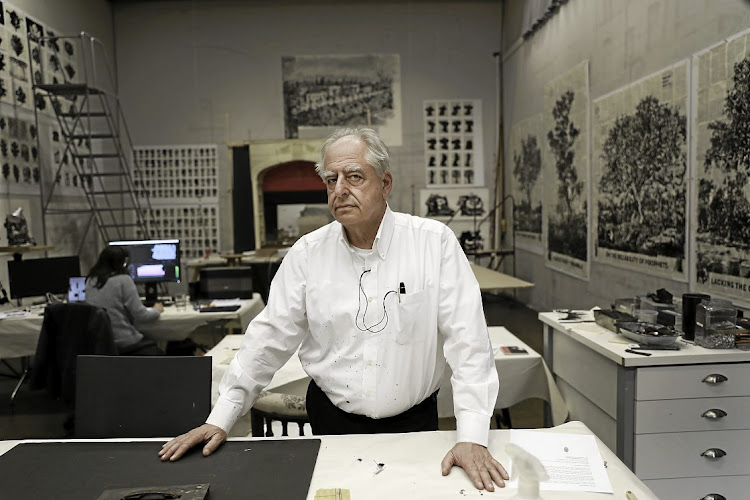 William Kentridge at his home and studio in Houghton, Johannesburg. His two exhibitions later this month in Cape Town, staged simultaneously at two venues, the Zeitz MOCAA and the Norval Foundation, will be his biggest yet in Africa.