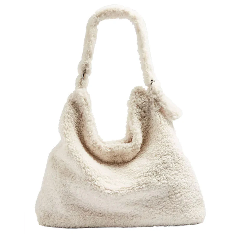 Title 4, Damen Schultertasche aus Lammplüsch mit diagona...