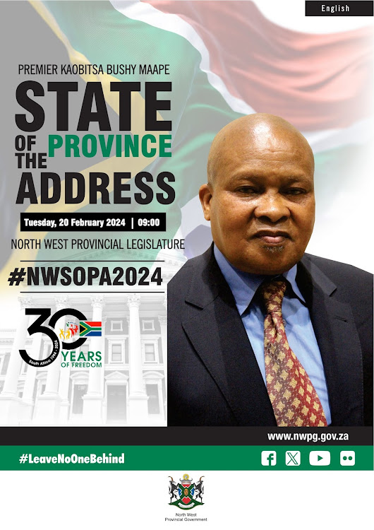 North West premier's office advert of the SOPA on Sunday.