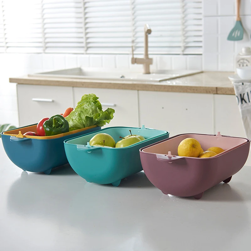 Household Fruit Washing Tray Rice Cleaner Plastic Makes cleaning and draining easy. Perfect for washing fruits, rice and