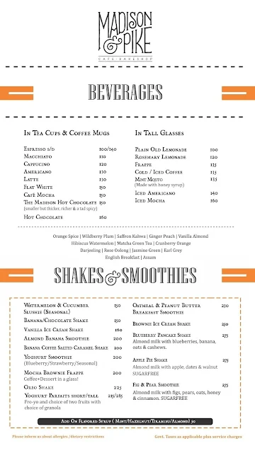 Madison & Pike menu 