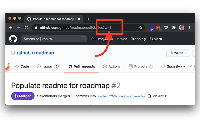 GitHub Whitespace chrome extension