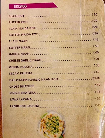 Punjab De Parathe menu 