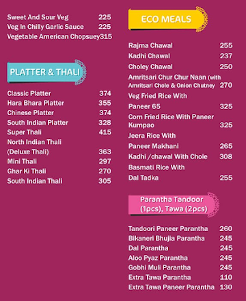 Bikanervala menu 