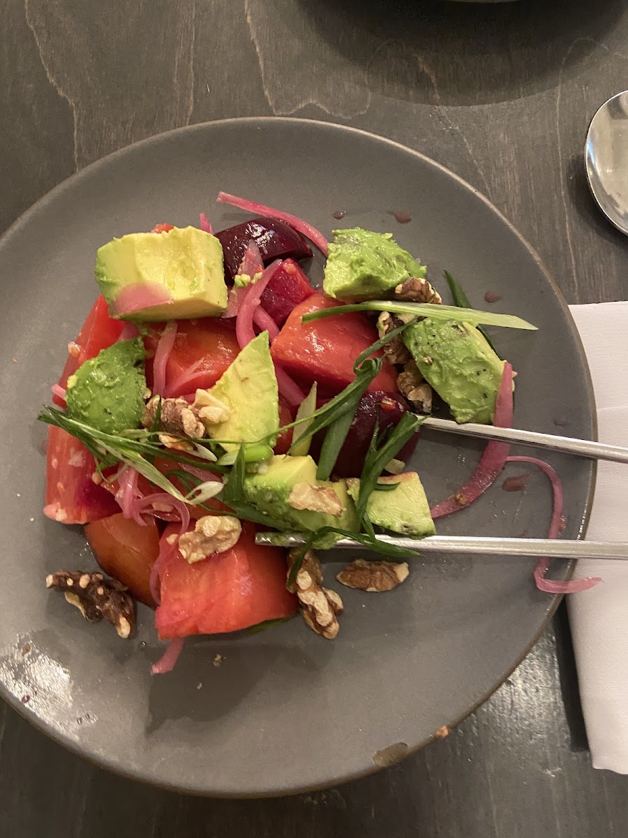 Beet and avocado salad