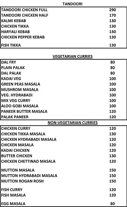 Mysuru Food Court menu 