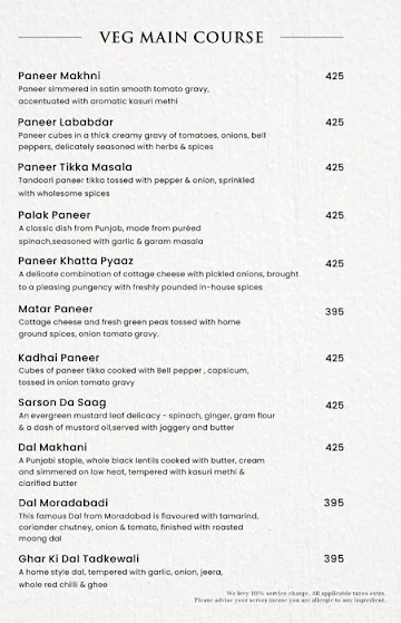 Punjab Bistro menu 