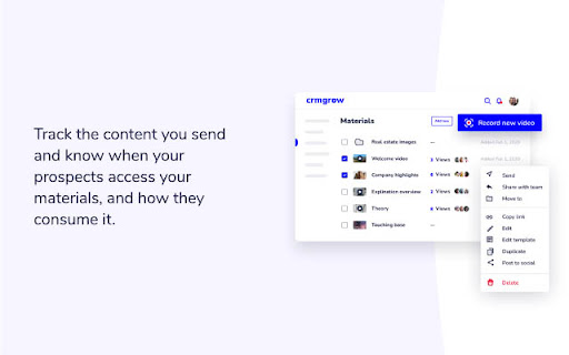 crmgrow Video, Tools, Analytics -  for Chrome