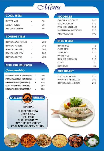 Karavali Fishland menu 