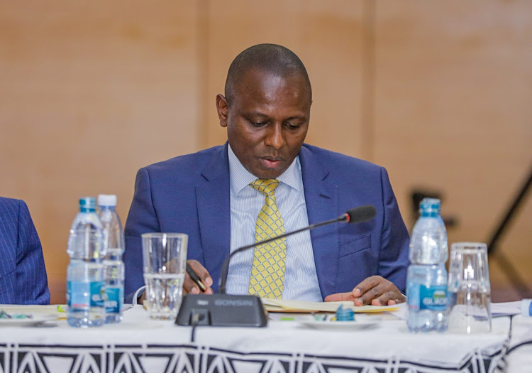 National Assembly Majority leader Kimani Ichungwah at the inaugural committee of Principal Secretaries' meeting at the Kenya School of Government in Lower Kabete, Nairobi on March 22, 2023.