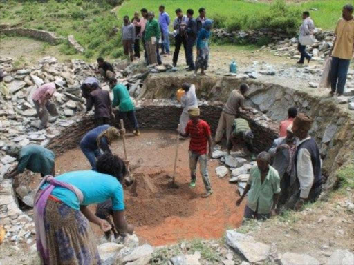 A water catchment cistern which is part of the public works projects under the programme.