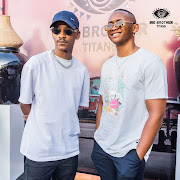 Sicelo Buthelezi and  Ntobeko Sishi at the Big Brother Titans viewing  launch party at Konka Pimville Zone7,Soweto. 