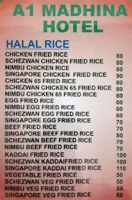 A 1 Madhina Hotel menu 3