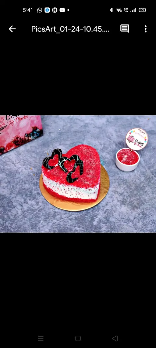 Red Velvet Cake Heart Shaped Cake [500 Grams]