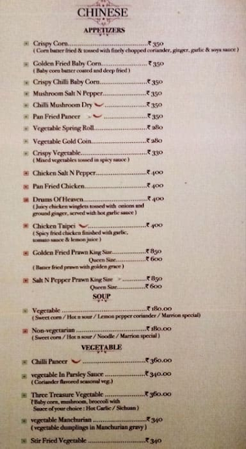 Mirch Masala menu 